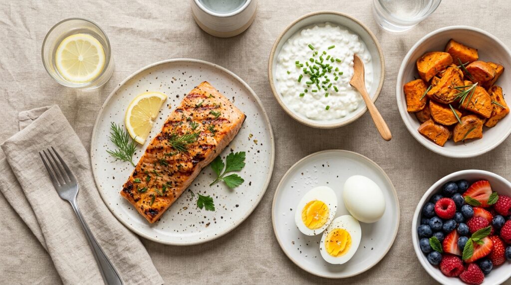post workout recovery foods flat lay post workout recovery foods flat lay