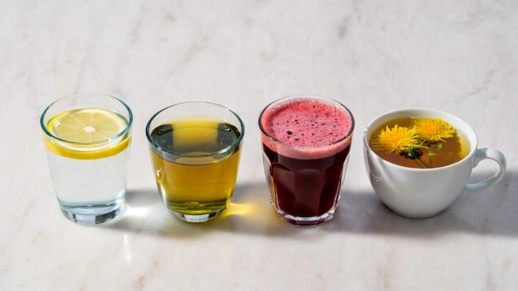 liver health drinks flatlay