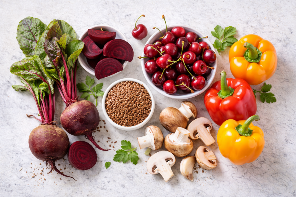 natural anti-inflammatory foods flat lay natural anti-inflammatory foods flat lay