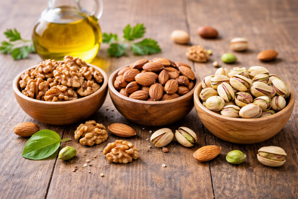 mixed nuts for heart health walnuts almonds pistachios