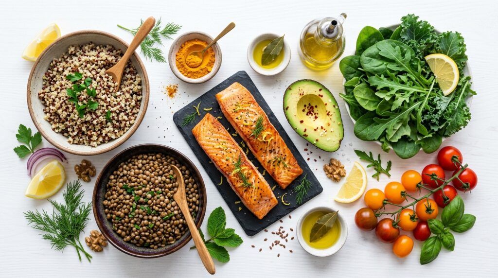 anti-inflammatory lunch ideas flat lay