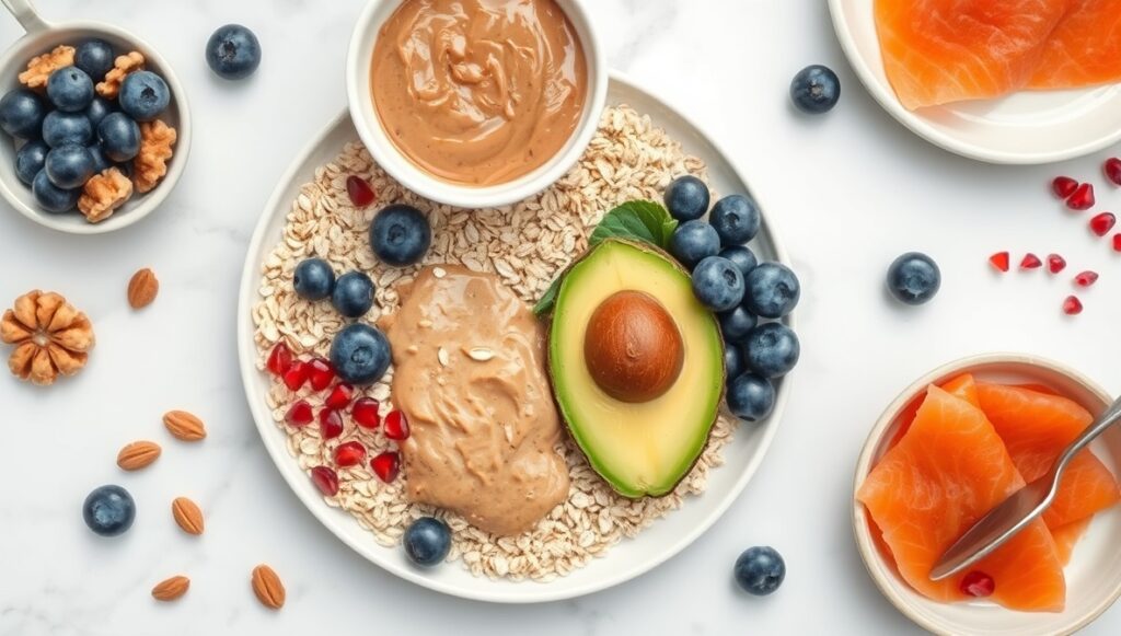 heart healthy breakfast ideas ingredients flatlay