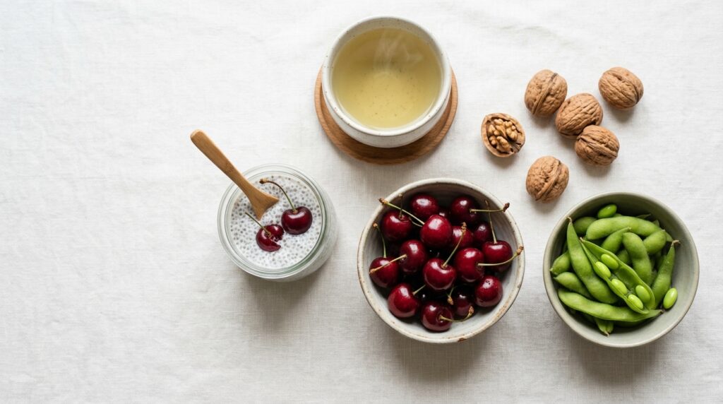 anti-inflammatory snack options flatlay