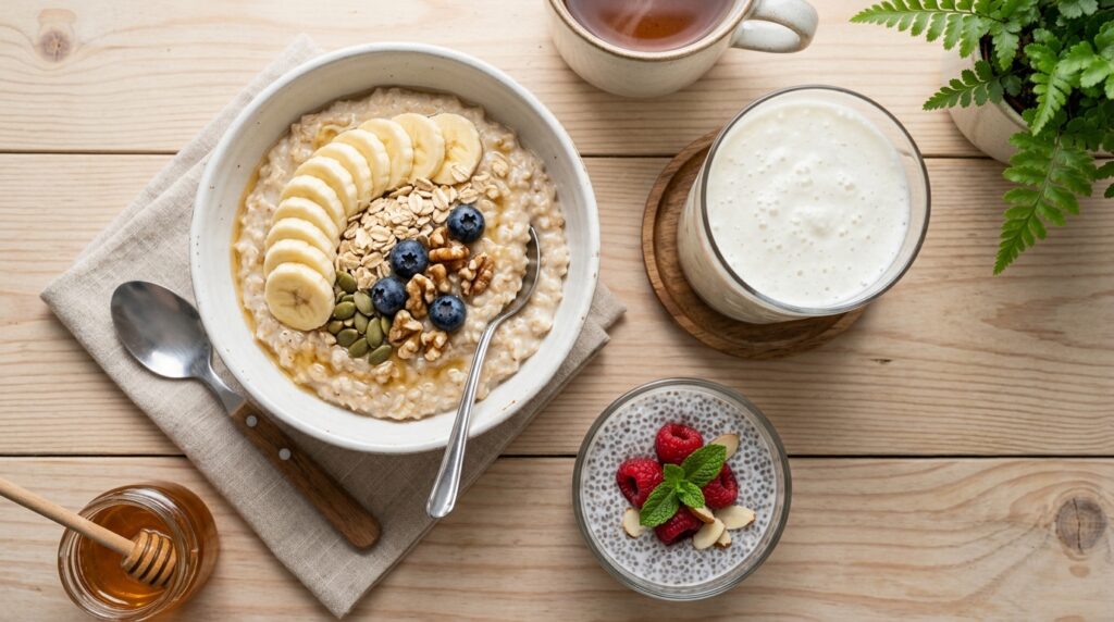gut health superfood breakfast with oats kefir and chia gut health superfood breakfast with oats kefir and chia