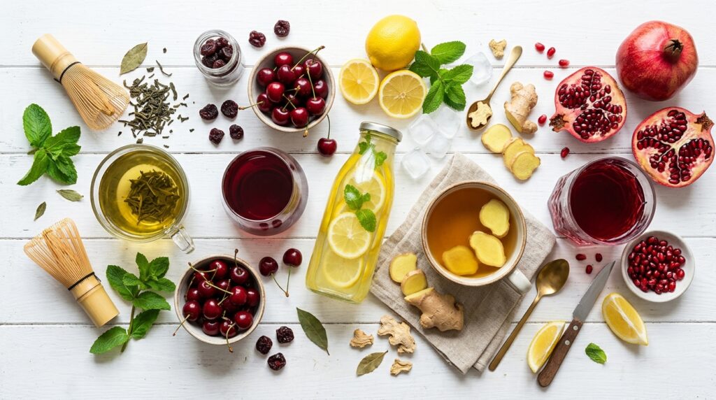 anti-inflammatory drinks flat lay