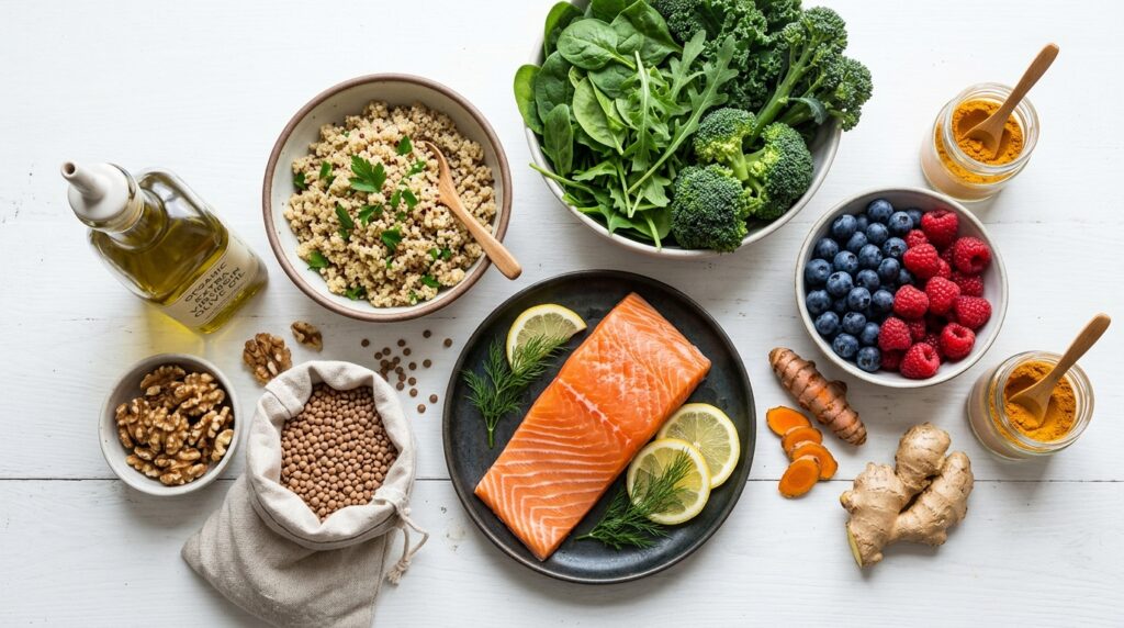 anti-inflammatory diet for beginners flat lay