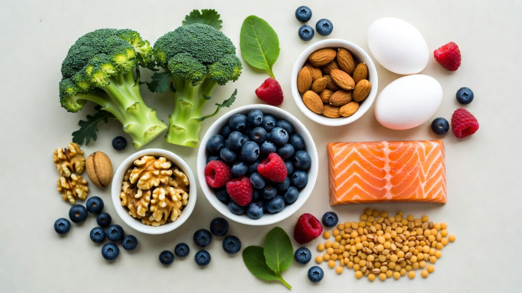 nutrient dense foods for daily intake flatlay