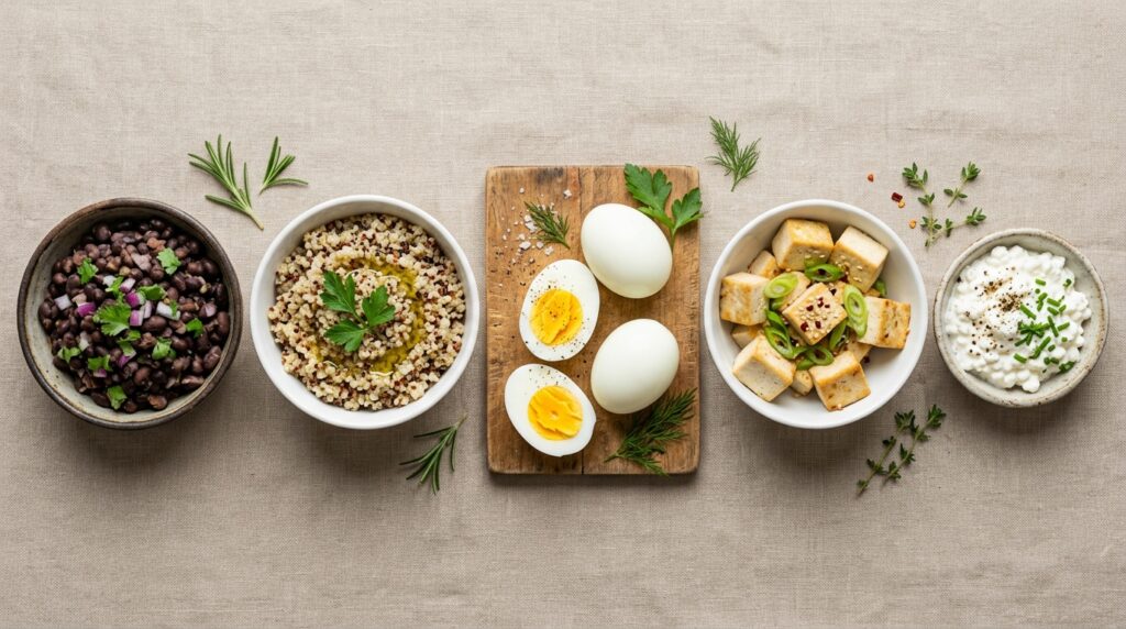 protein foods for weight loss flat lay protein foods for weight loss flat lay