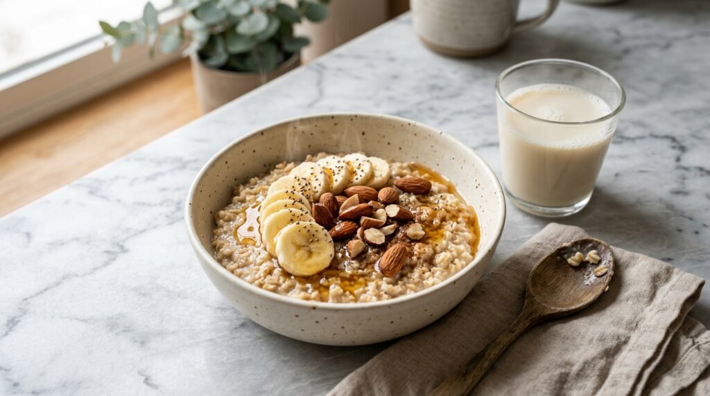oatmeal banana and almonds for better sleep and brain recovery