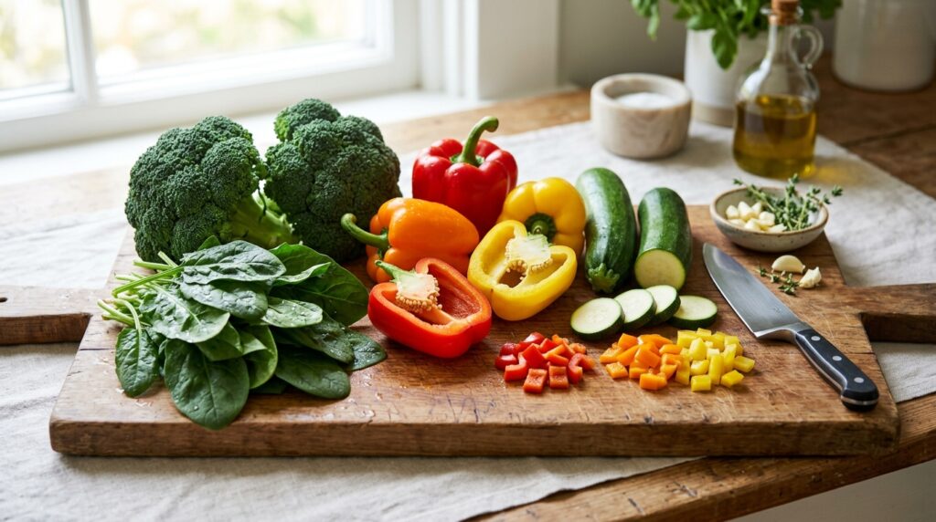 vegetables prepared for healthy meal planning vegetables prepared for healthy meal planning