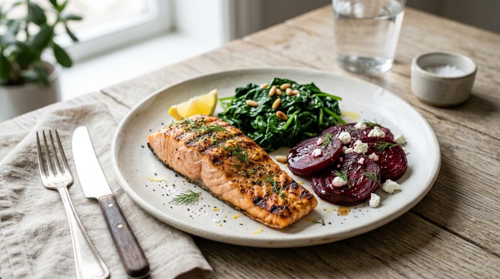 salmon and greens for blood pressure