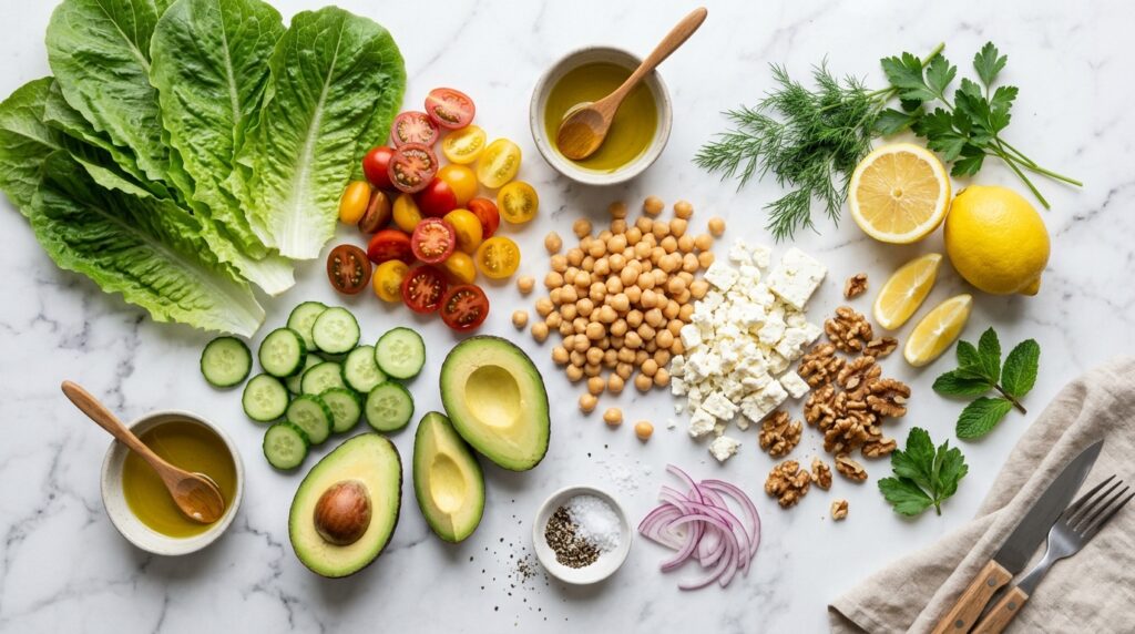 fresh healthy salad ingredients flat lay fresh healthy salad ingredients flat lay