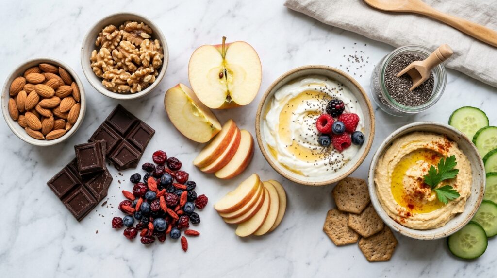 healthy snack ingredients flat lay healthy snack ingredients flat lay