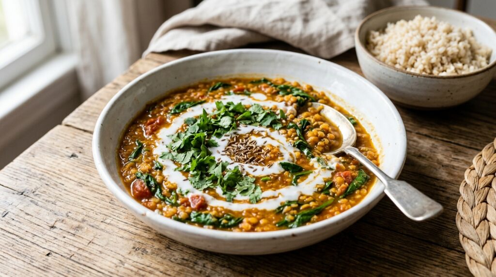 anti-inflammatory lentil spinach dal